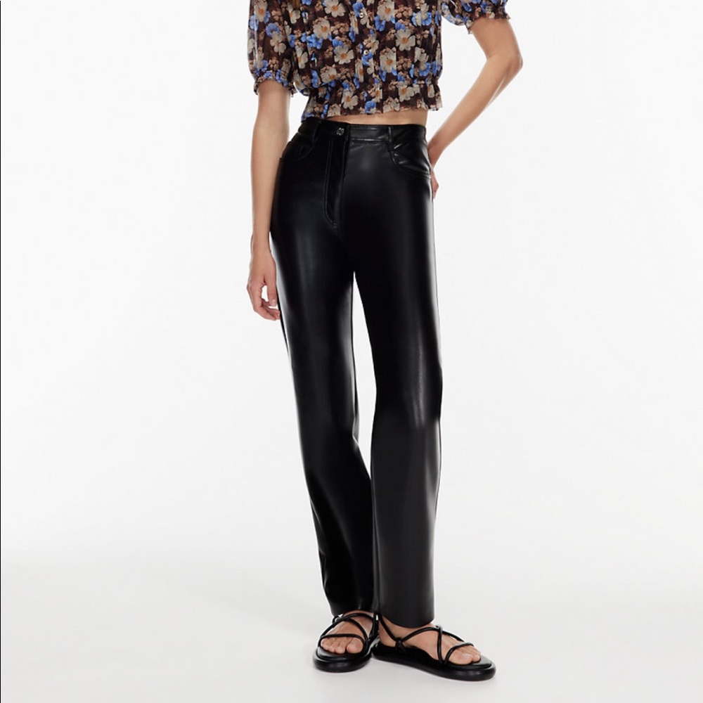 The Malinda Pant- Aritzia Wilfred band. Vegan leather pants